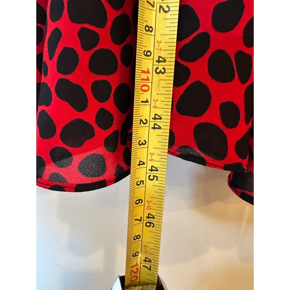 Vintage Red Black Print Flamenco Midi Art Deco Flapper Tiered ruffle dress 8 - Picture 9 of 16